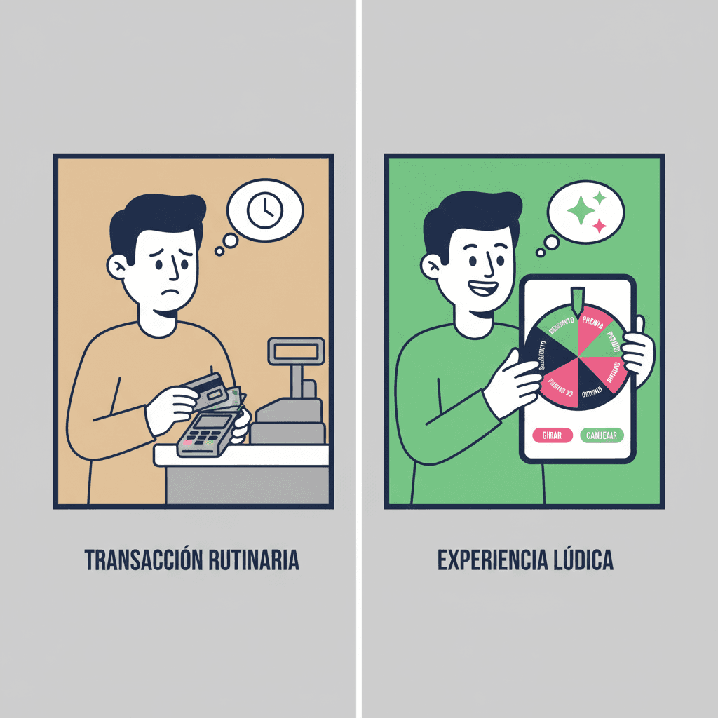 Comparación de cliente aburrido pagando vs cliente emocionado con la ruleta