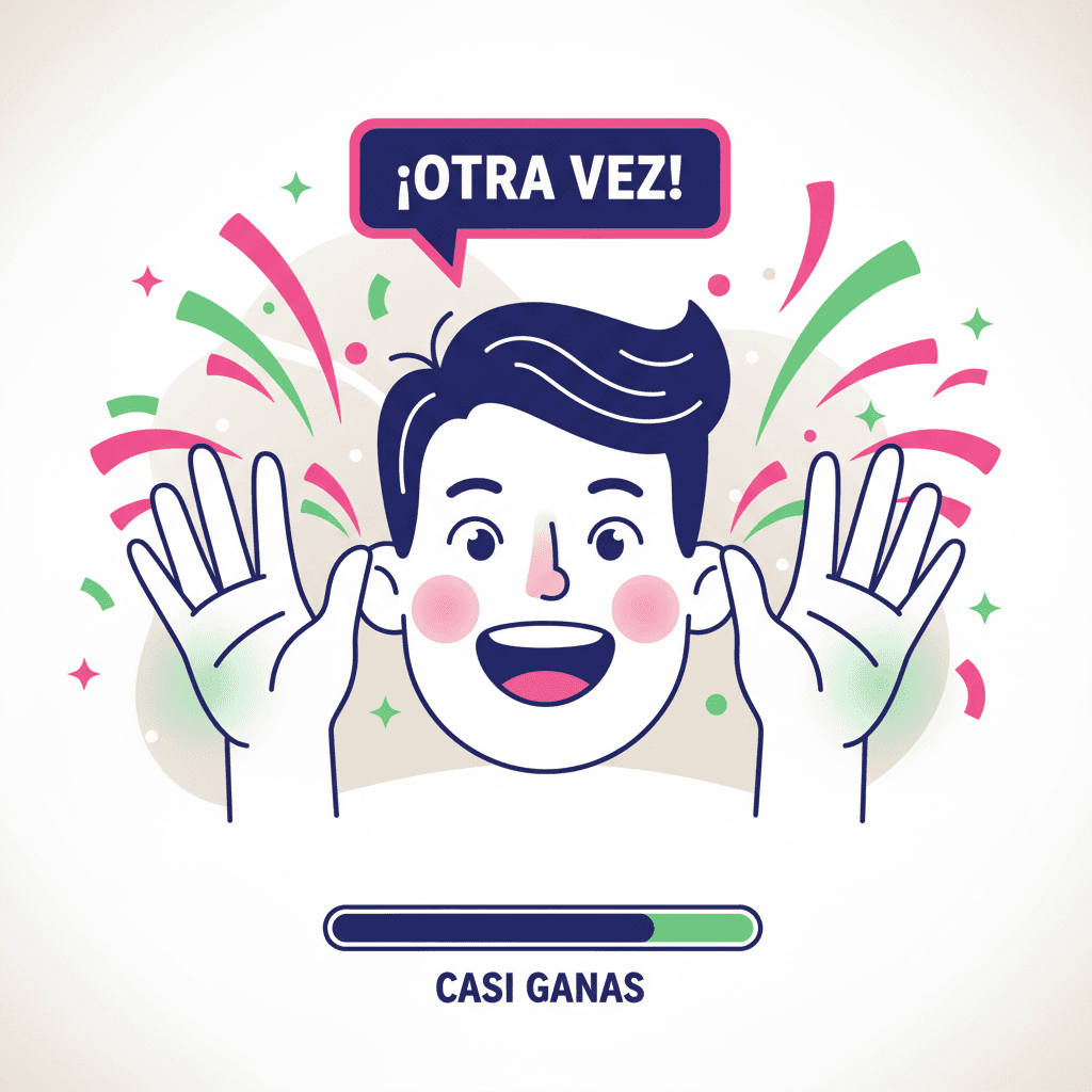 Cliente emocionado por la emoción de casi ganar el premio grande